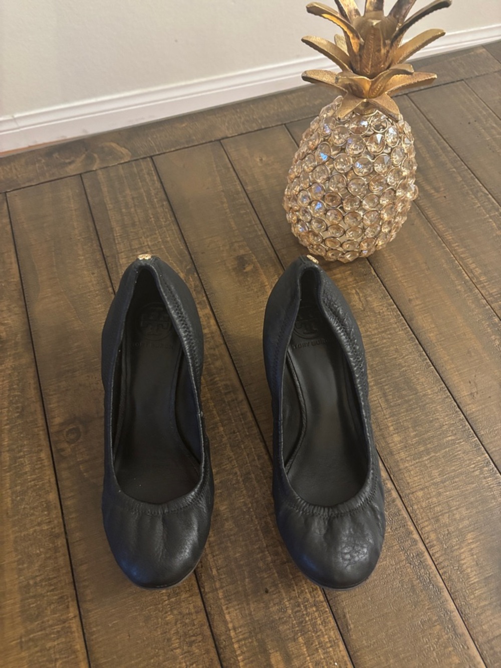Tory Burch Black Leather Ballet Flats